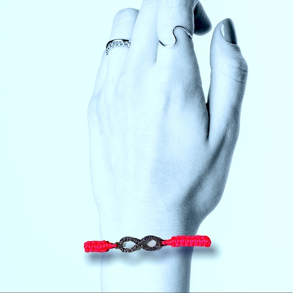 Neon Coral Retro Rhinestone Studded Infinity Adjustable Bracelet - Picture 1 of 5